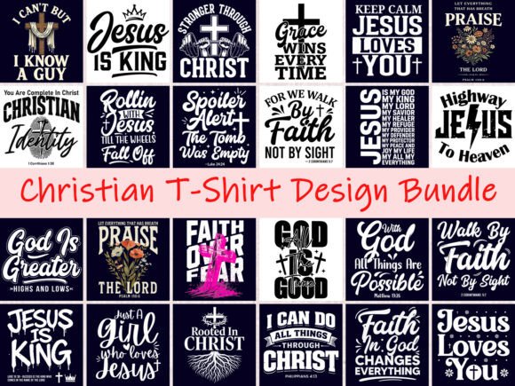 Christian T-Shirt Design Bundle: Faith-Driven Graphics for Every Creator