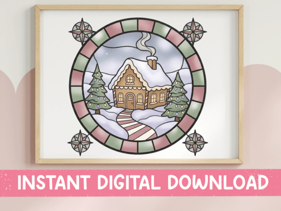 Christmas Cabin Stained Glass Winter: A Design Asset for the Season