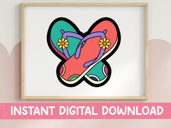 Colorful Flip Flop Heart Design: A Summer Essential for Creative Projects