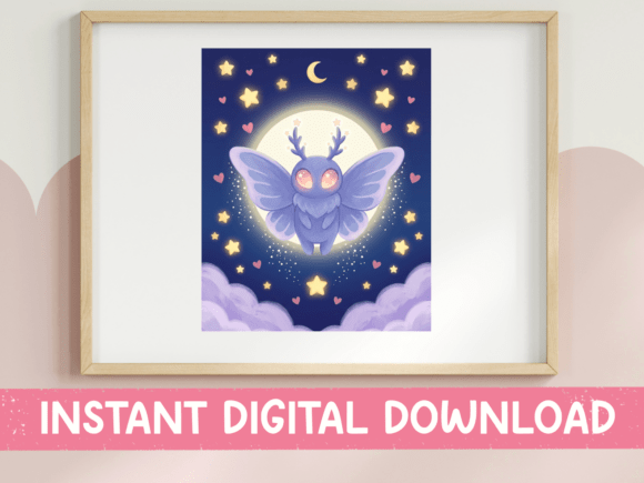 Embrace the Night: Using the Moth Moon Stars Mystical Night Art Print