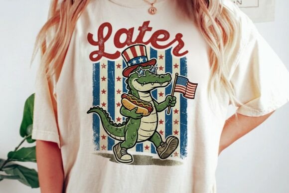 Patriotic Alligator: A Quirky 4th of July Design Asset