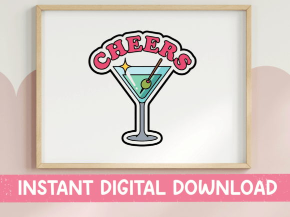Retro Bar-Cart Energy: The Cheers Martini Glass Sticker