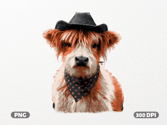 Rustic Charm Meets Western Style: The Cowboy Highland Cow PNG