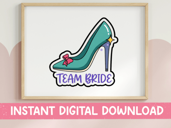 Team Bride Teal Heel Shoe Sticker: A Bold Graphic for Bridal Branding