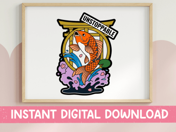 Unstoppable Koi Fish Torii Gate Sticker: A Symbol of Tenacity in Design