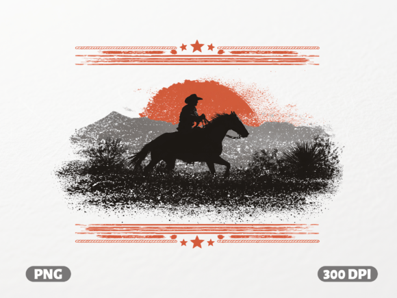 Western Cowboy Horseback Sunset PNG: Capturing Frontier Spirit
