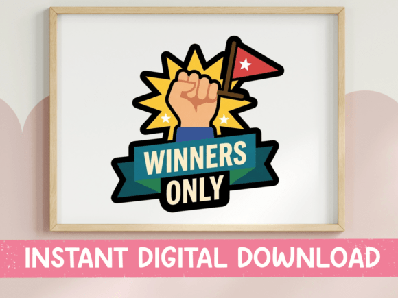 Winners Only Fist Flag Power Sticker: Bold Graphic for Go-Getters